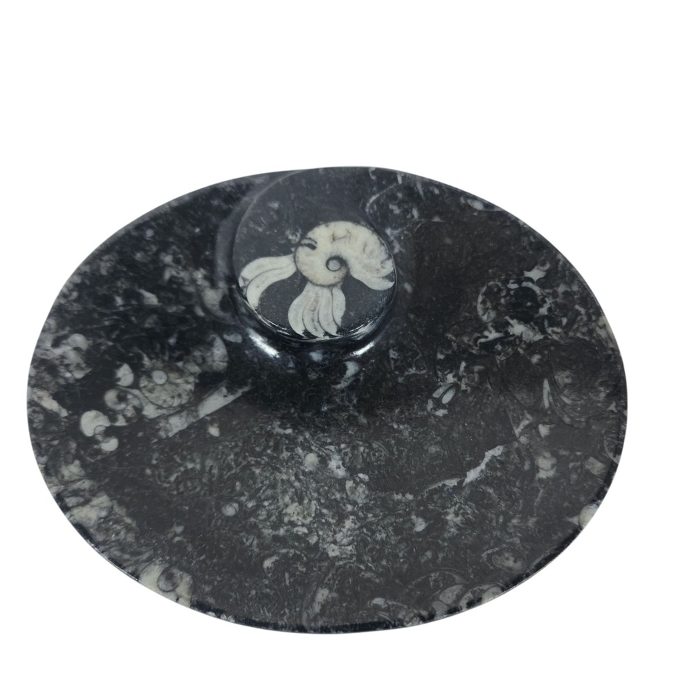 Fossil Marble Stone Ashtray Trinket Dish Ammonite Fossil Inlay Home Decor‎